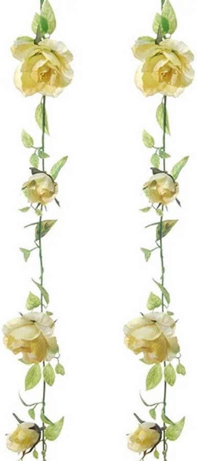 Louis Maes kunstplant bloemenslinger Rozen 2x geel groen 225 cm kunstbloemen Kunstplanten