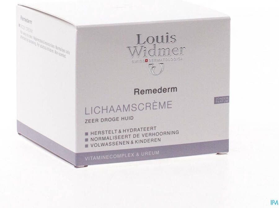 Louis Widmer Lichaamscrème Remederm Ongeparfumeerd 250ml