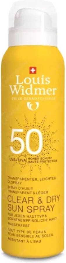 Louis Widmer Zonnebescherming Clear & Dry Sun Spray SPF50 ZP 200ml