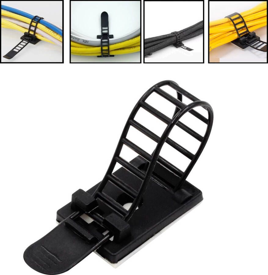 LOUZIR 10 Stuks Zelfklevende Kabelbinders Kabelhouders Kabelwinder Kabel Organiser Tiewraps Clips voor kabels Cable holder