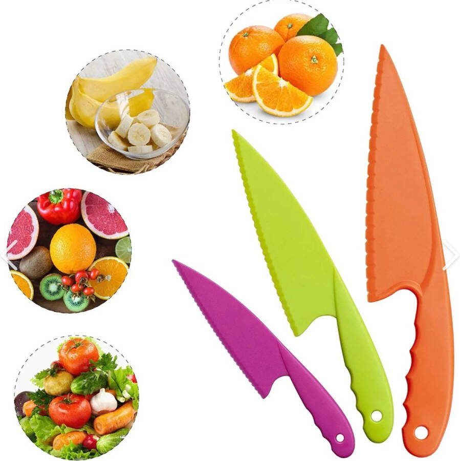 LOUZIR 3 Delige Kindermessen set Kinderbestek Veiligheidsmessen Kids kitchen knife Gekleurde messenset voor kinderen