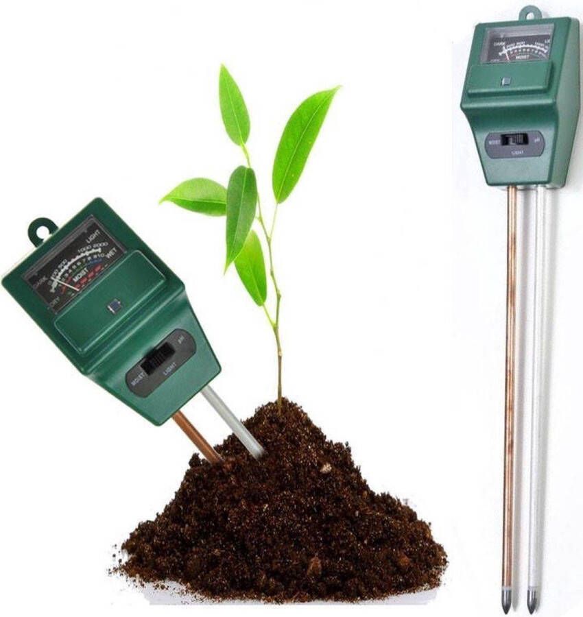 LOUZIR 3-in-1 PH Meter Vochtigheidsmeter| Vochtmeter | Lichtmeter | Grond | Tuin | Bodem | Planten