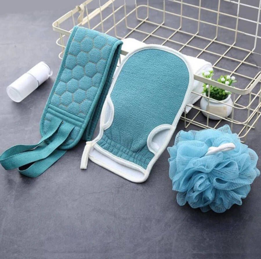 LOUZIR 3 Stuks Scrub Set Rug Scrubber Spons Handschoen Exfoliate Bad & Douche Exfoliëren Loofah baddoek Lichaamsborstel