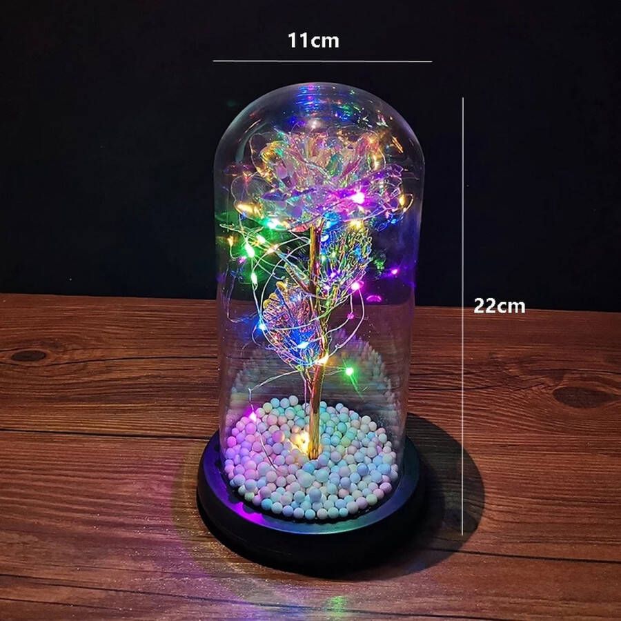 LOUZIR Galaxy Roos in Glazen Stolp Met Led Decoratie Nachtlamp Galaxy Rose in Glass Dome With Led