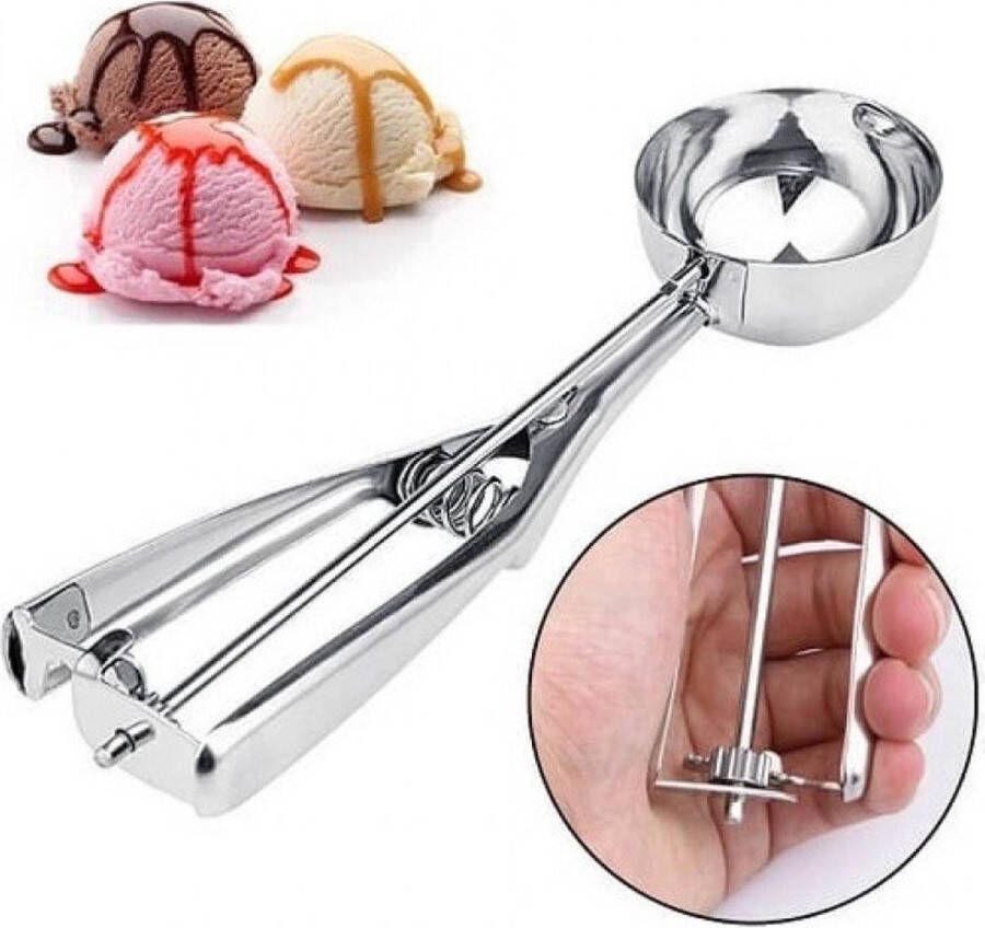 LOUZIR IJsboltang Portioneerlepel Oliebollenlepel Ijsschepper RVS Ijsschep voor Ijsbollen Portioneerlepel Ø6 Cm