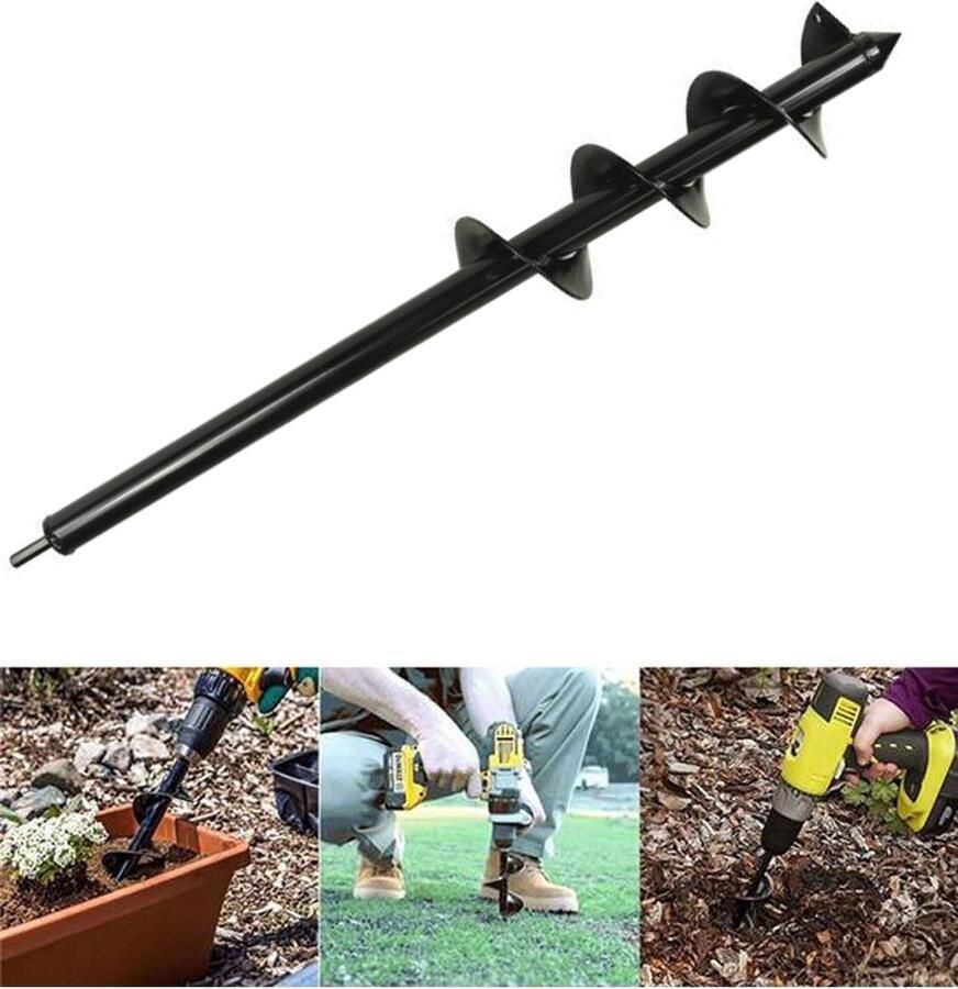 LOUZIR Grondboren Grondboor voor Boormachine Bollenboor Grond Boor Slangenboor Losse boor 8X60 CM