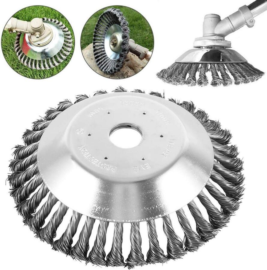 LOUZIR Onkruidborstel Voor Bosmaaier Universele Onkruidborstel Grastrimmer Voegenborstel Staalborstel 200 mm