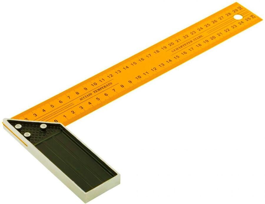 LOUZIR Schrijfhaak Winkelhaak Multifunctioneel Winkelhaak 45 en 90 Graden 30 cm Geel
