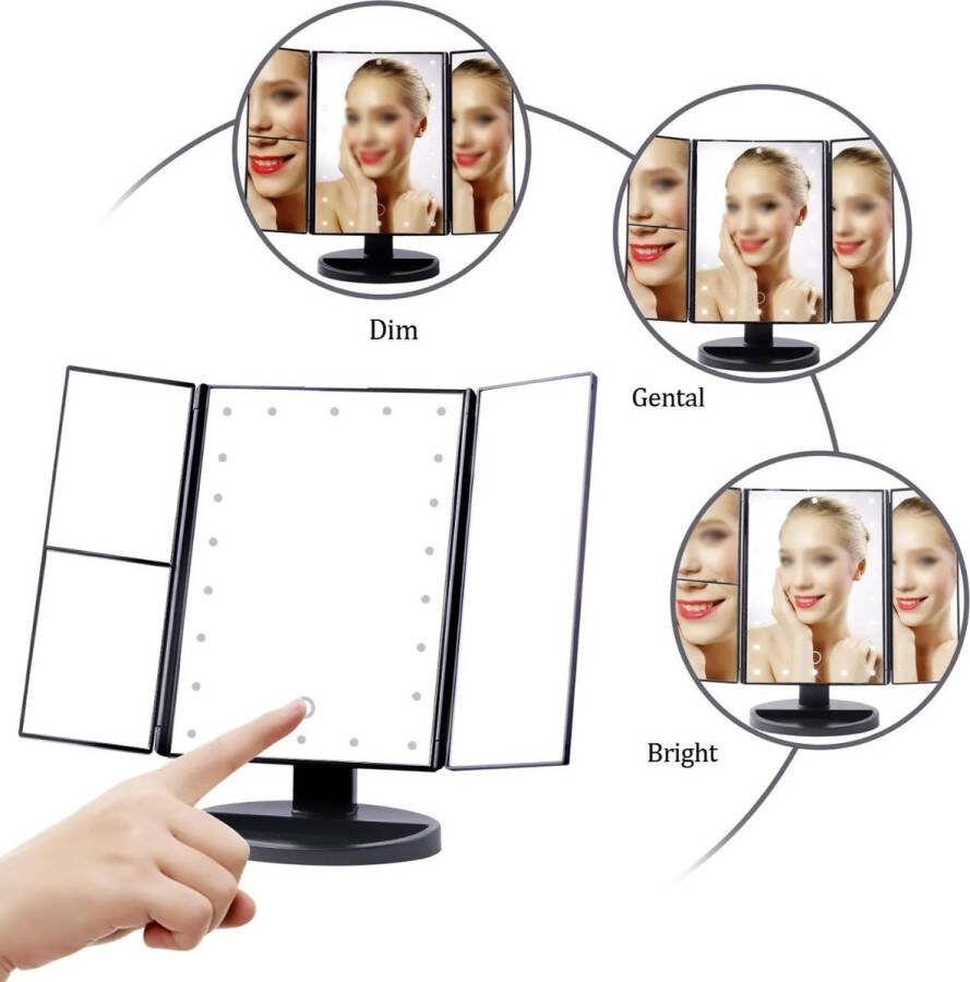 LOUZIR Make-up Spiegel Vergrootspiegel Met LED Verlichting Cosmetica Visagie Spiegel USB & Batterij