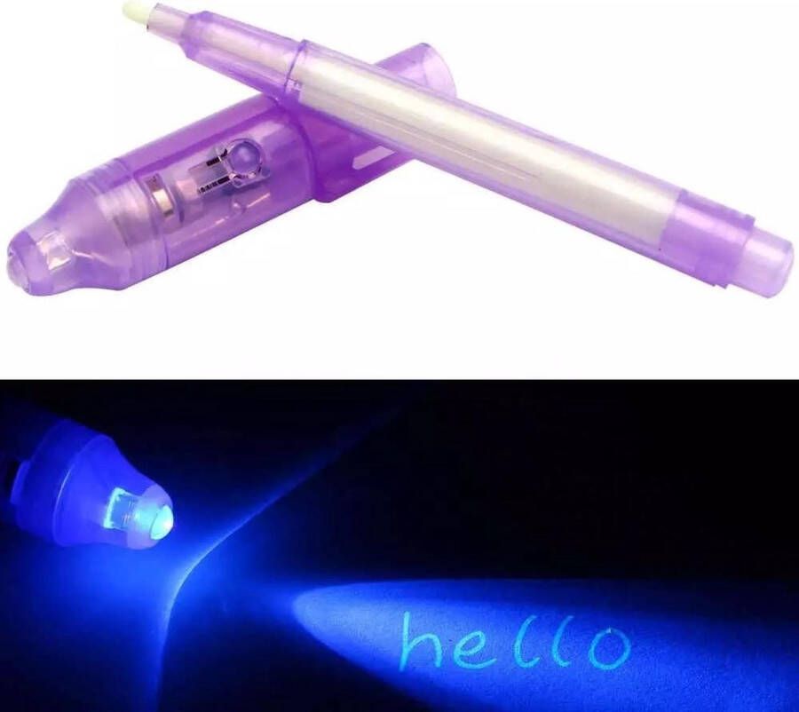 LOUZIR Onzichtbare inkt pen met UV lampje voor geheime tekst Secret Onzichtbaar inktpen Invisible ink pen
