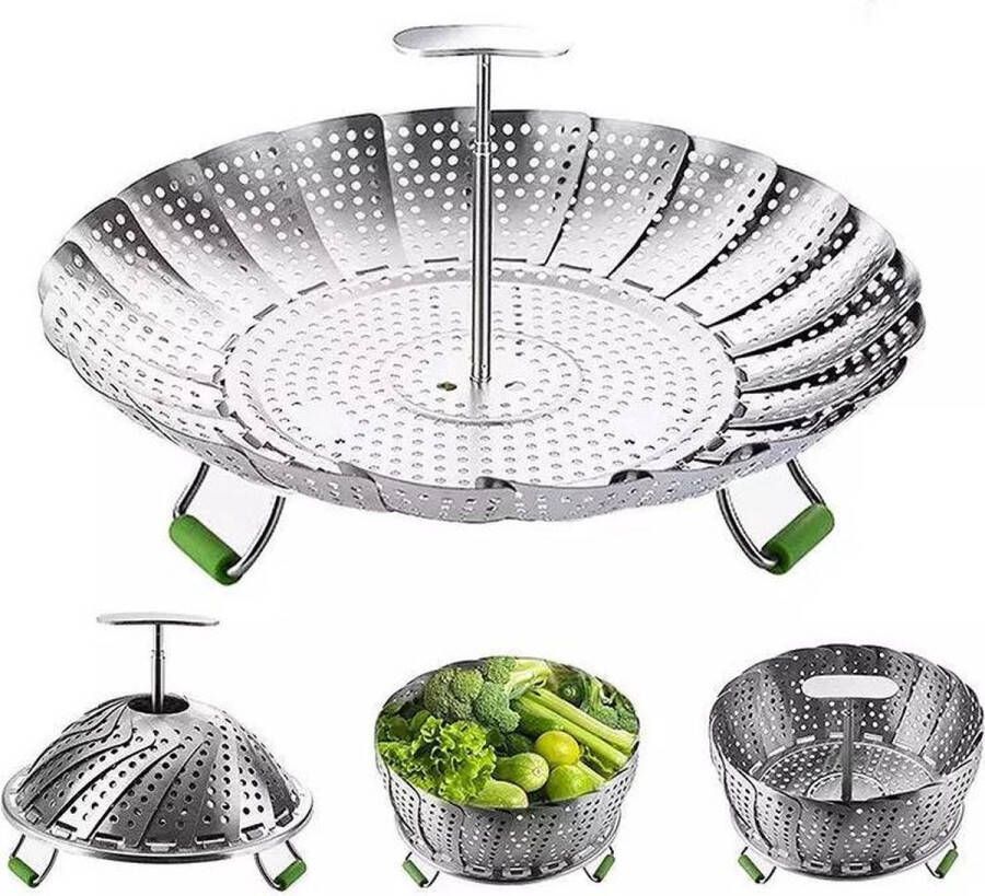 LOUZIR RVS Stoomrek- Stoommand Pan- Groentenstomer Verstelbaar stoominzet Stoombloem- steamer basket- voor groenten vegetables