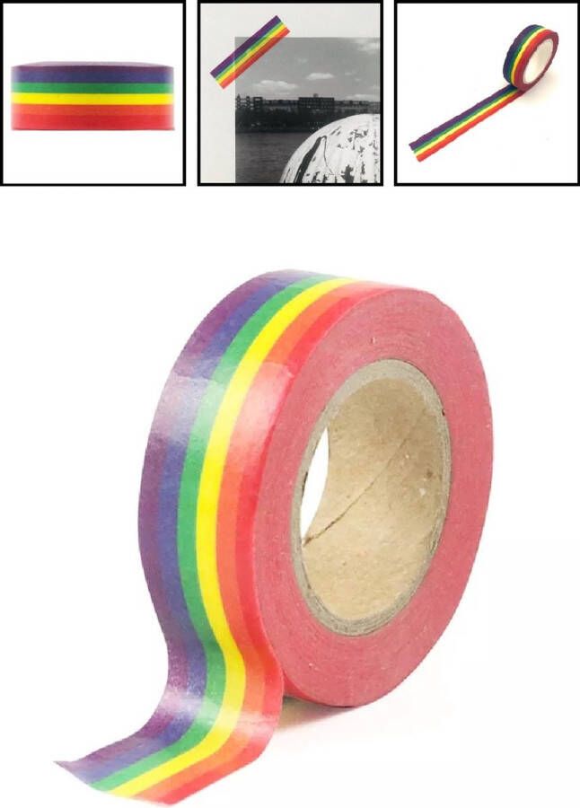 LOUZIR Washi Tape Masking Regenboog Kleur Plakband Decoratie Plak Strip Rainbow Tape
