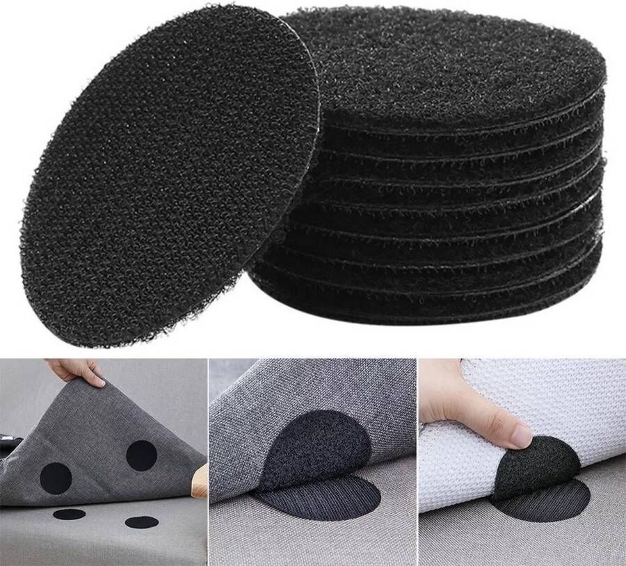 LOUZIR Zelfklevende dubbelzijdige klittenband anti Curling tapijt- Zelfklevende Pads- Non- slip rondjes 10 stuks