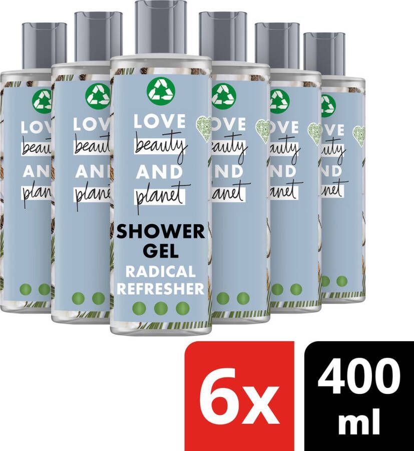 Love Beauty and Planet Coconut Water & Mimosa Flower Radical Refresher Showergel 6 x 400 ml Voordeelverpakking