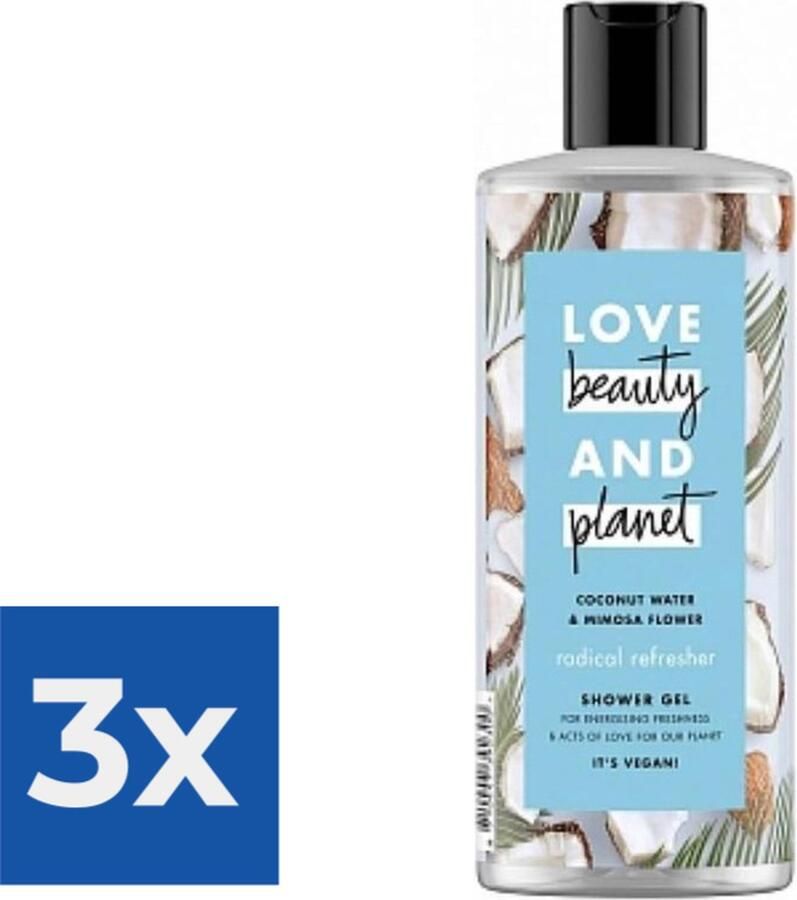 Love Beauty and Planet Love Beauty & Planet Douchegel Radical Refresher 500 ml. Voordeelverpakking 3 stuks