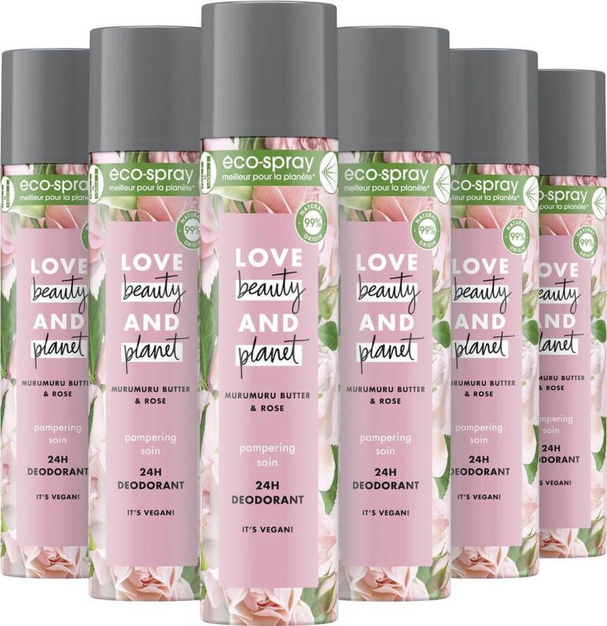 Love Beauty and Planet Muru Butter & Rose Deodorant 6 x 75 ml Voordeelverpakking