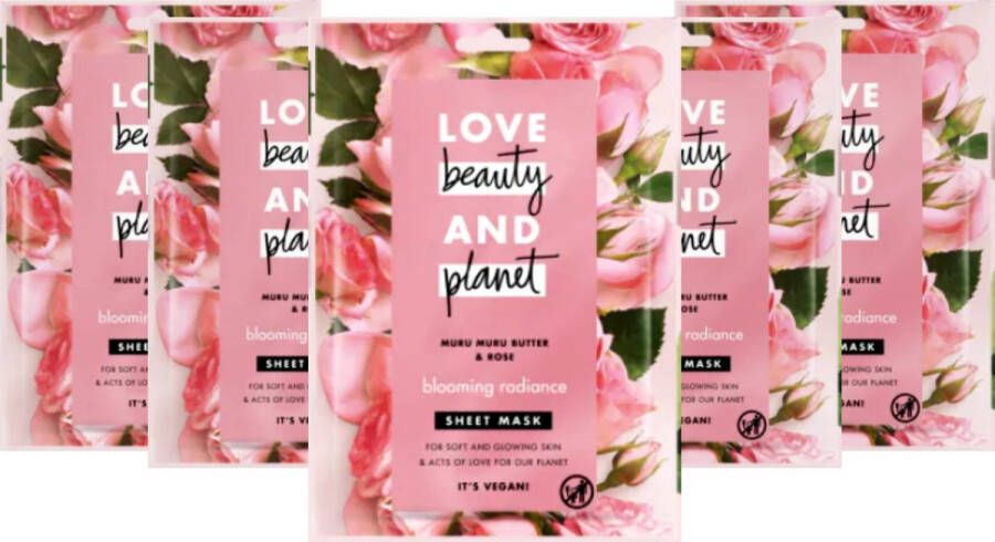 Love Beauty and Planet Muru Butter & Rose Gezichtsmasker Face Mask Skincare Verzorgend Voor Gezicht Rustgevende Gezichtsverzorging Weg met Rimpels en Stress Vegan 1 Stuk