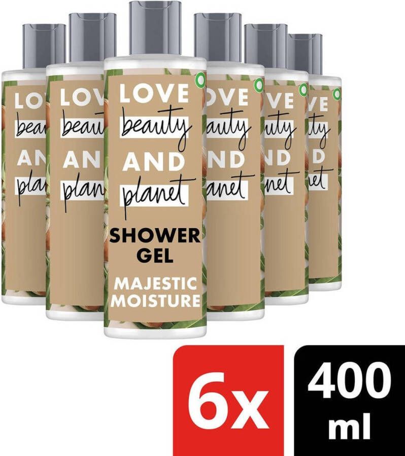 Love Beauty and Planet Shea Butter & Sandalwood Majestic Moisture Showergel 6 x 400 ml Voordeelverpakking