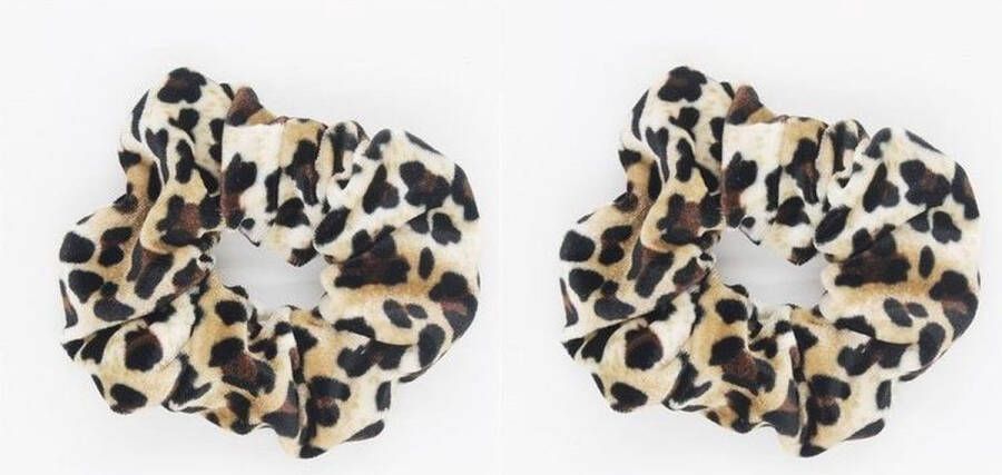 Love Fashion Haarwokkel Scrunchie 2 stuks Haarelastiek Luipaard Panterprint Tijgerprint Wokkel Velvet Leopard Elastiek