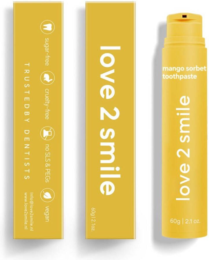 Love2smile Mango Sorbet Tandpasta De Natuurlijke Tandenbleker van Nederland & België Mango Sorbet Tandpasta Teeth Whitening Wittere Tanden