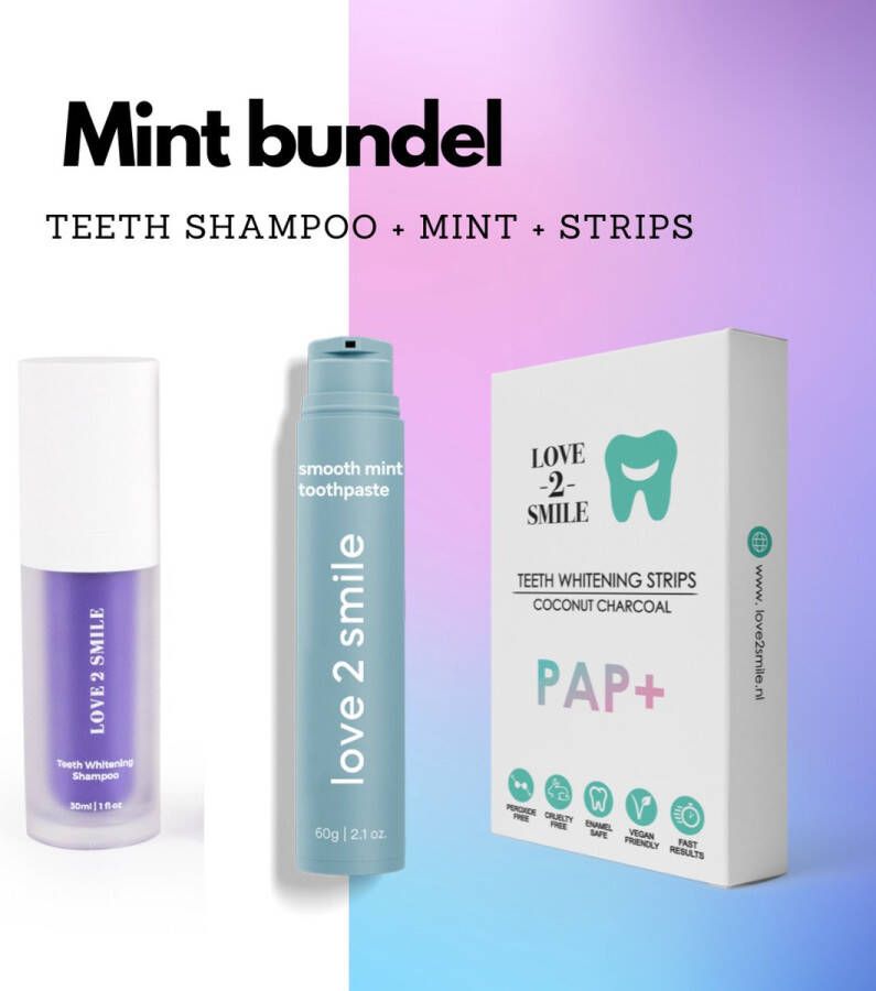 Love2smile Munt Smile Bundle Munt Tandpasta De Natuurlijke Tandenbleker van Nederland & België Munt Tandpasta Teeth Whitening Wittere Tanden