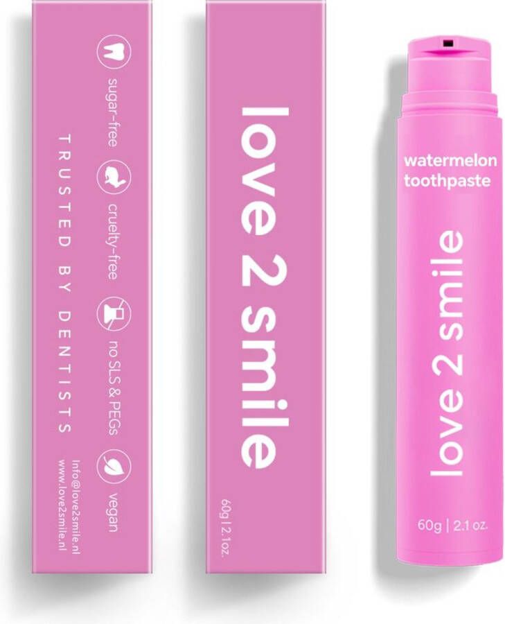 Love2smile Watermeloen Tandpasta De Natuurlijke Tandenbleker van Nederland & België Watermeloen Tandpasta Teeth Whitening Wittere Tanden