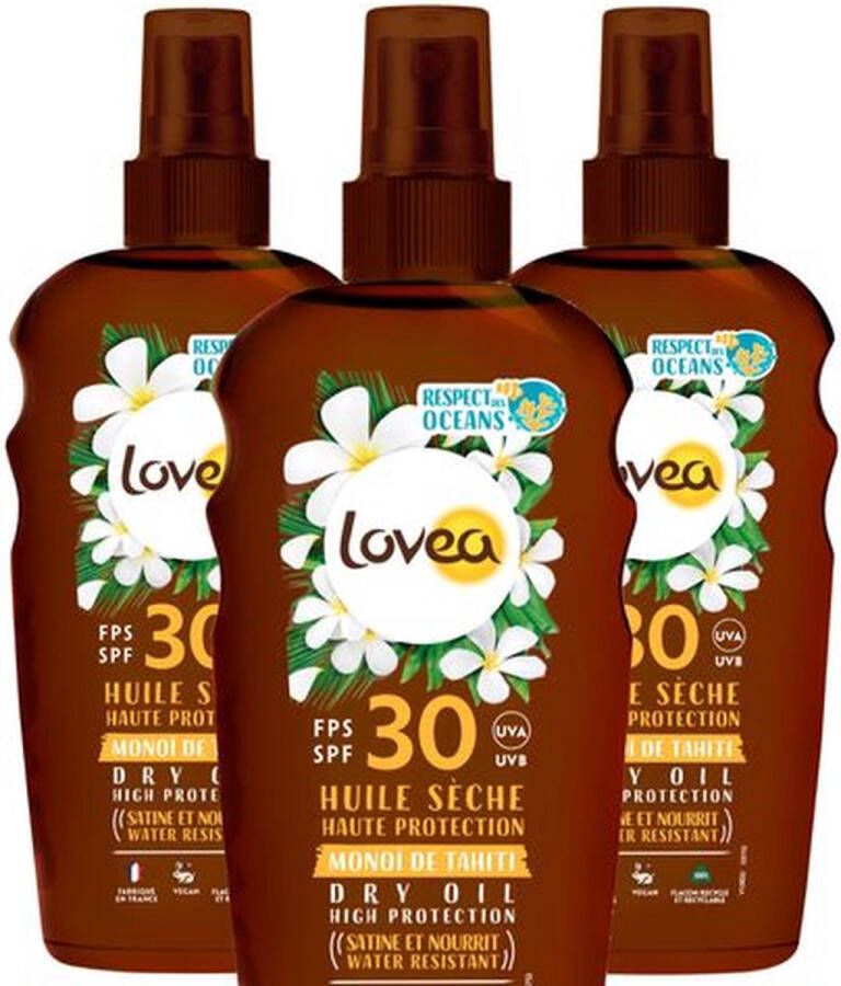 Lovea Sun Dry Oil Spray Zonnebrand SPF 30 3 x 150 ml Voordeelverpakking