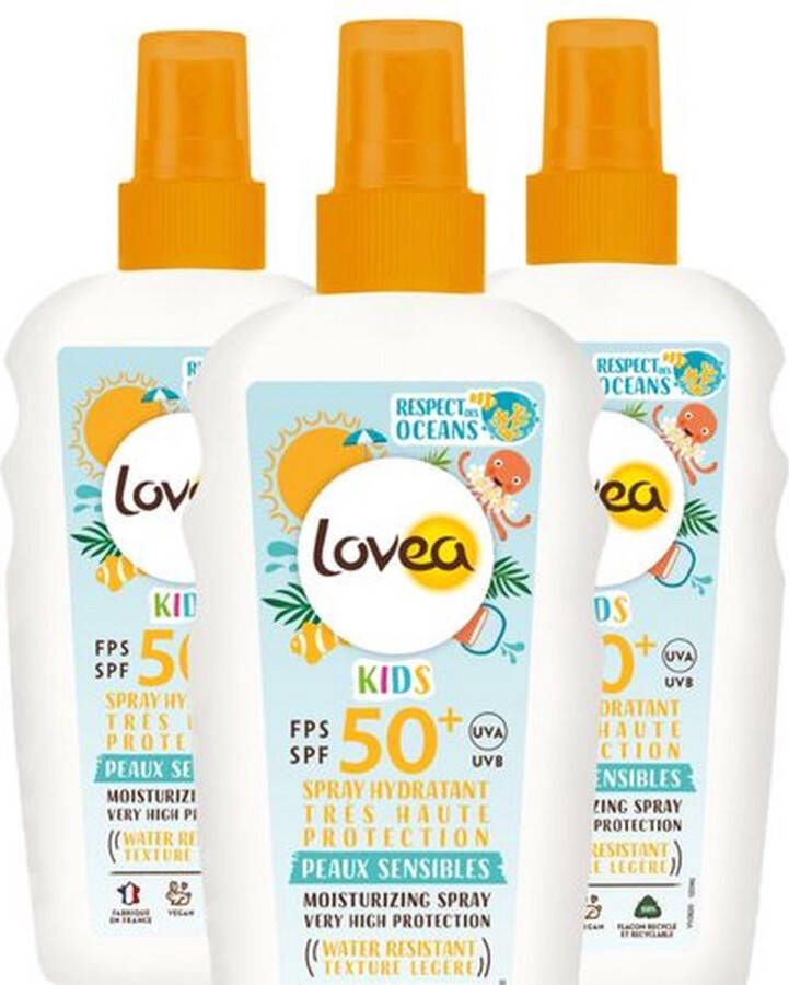 Lovea Sun Zonnebrand Spray Kids SPF 50+ 3 x 150 ml Voordeelverpakking