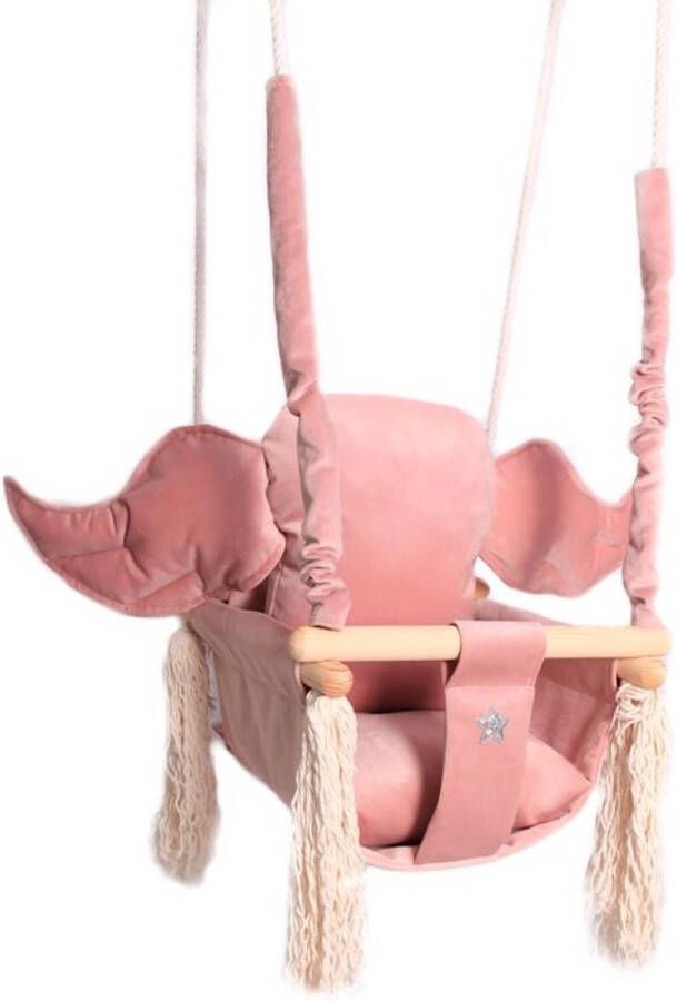LoveGifts Luxe houten olifant handgemaakte roze baby schommel en kinder schommel met olifant vormig kussen – Baby swing Schommelstoel Schommels Olifant oren