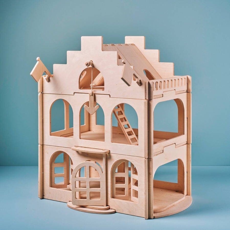 Lovelties Houten speelgoed Herenhuis Poppenhuis. Voor kinderen vanaf 3 jaar. Gemaakt in Nederland door ! Een heerlijk huisje voor urenlang speelplezier