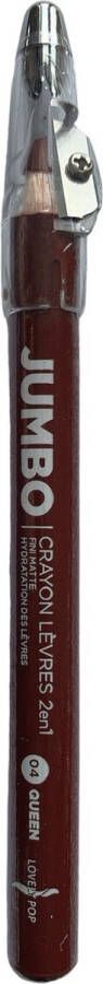 Lovely Pop Cosmetics Lovely Pop JUMBO 2 in 1 Matte Lip Liner en Lipstick Rood Bruin Warm Bruin Queen Hydraterend 1 Potlood met puntenslijper Nummer 04
