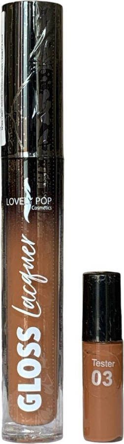 Lovely Pop Cosmetics Ultra Glans Lipgloss Tinted Gloss Ultra Shiny Hydraterend Caramel Bruin Nummer 03 Spicy 1 Flesje met 3 5 ml