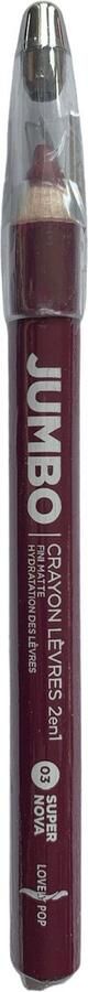 Lovely pop JUMBO 2 in 1 Matte Lip Liner en Lipstick Paars Super Nova Hydraterend 1 Potlood met puntenslijper Nummer 03