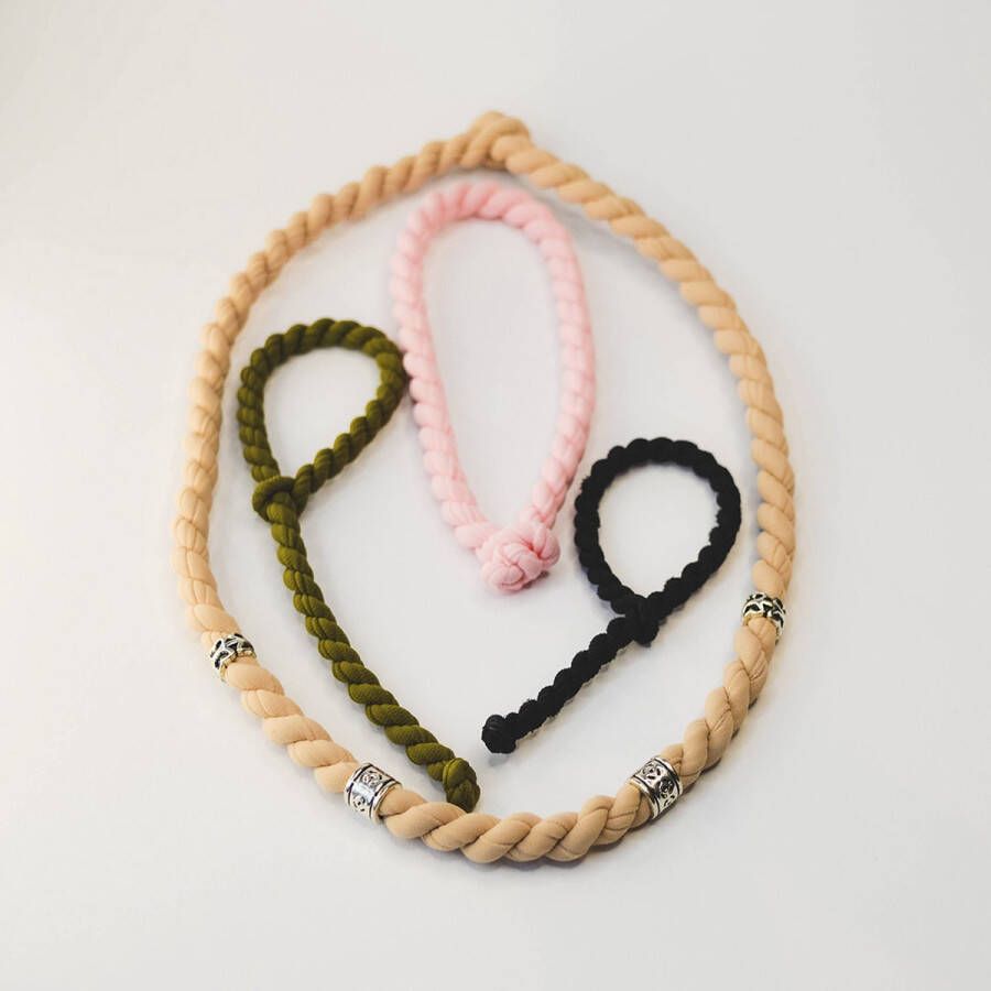 LoveTies Pack: Haarband Beige + mini midi & maxi haarelastiek Multicolor