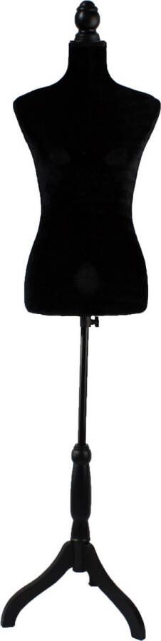 GS Quality Products Paspop Vrouwentorso Etalagepop zwart fluweel 134 tot 170 cm