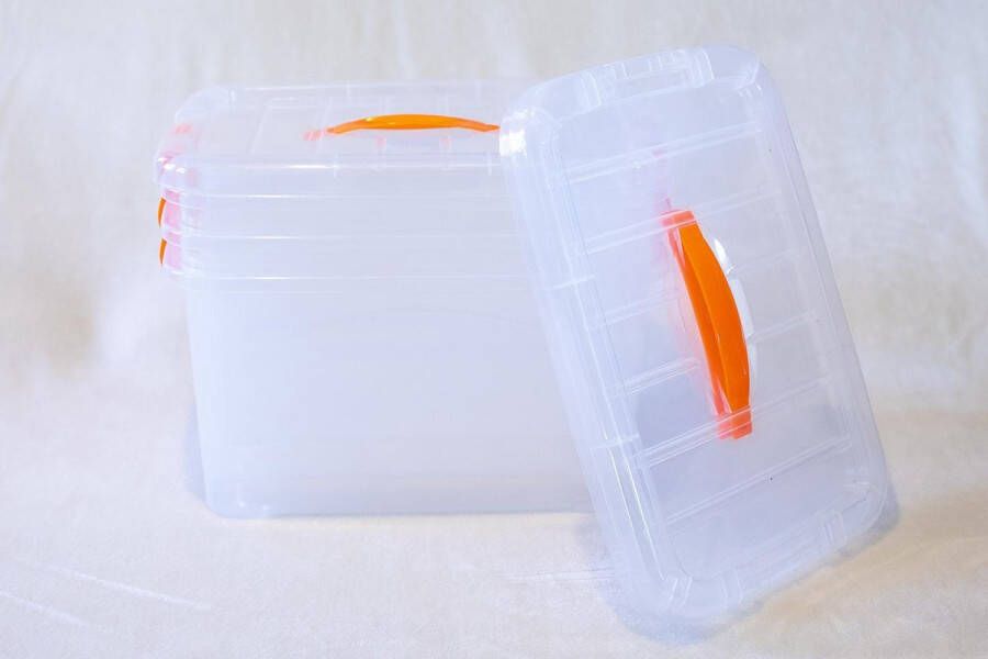 Lowie Innovations Flukabi 3x Opbergbox 10L transparant deksel clipsluiting handvat
