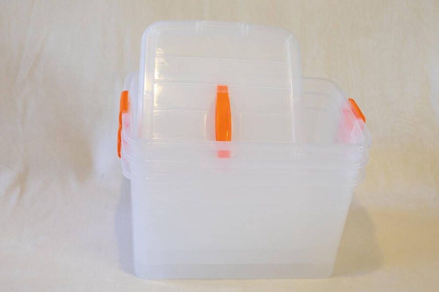 Lowie Innovations Flukabi 3x Opbergbox 32L transparant deksel clipsluiting handvat