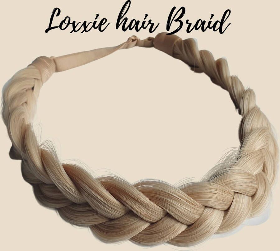 Loxxie haarband met vlecht haar extensions braid verstelbaar universele pasvorm Wit blond licht goud blond
