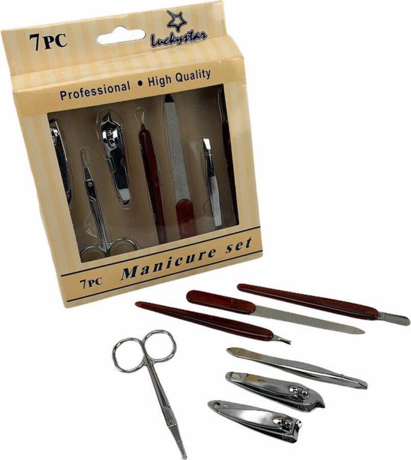 LS Manicure Set 7 delig voor verzorging van handen en voeten Manicureset bevat o.a. nage chaartje en nagelknipper