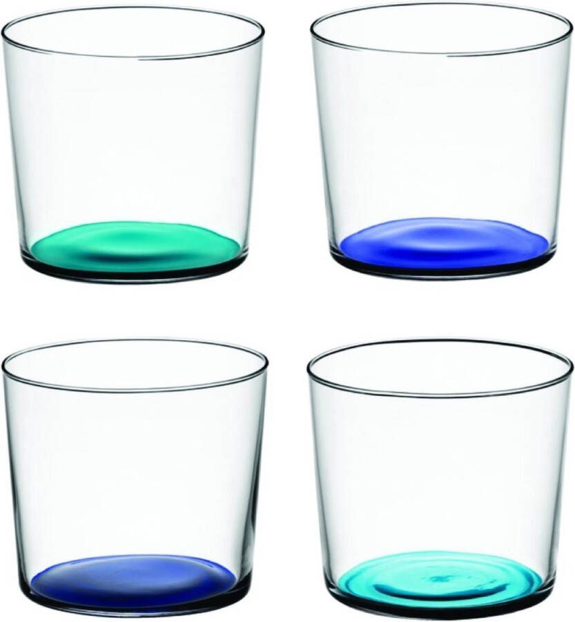 LSA L.S.A. Coro Tumbler Glas 310 ml Set van 4 Stuks Assorti Glas Blauw
