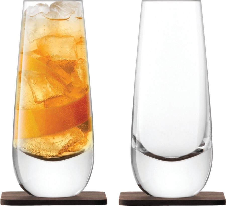 LSA L.S.A. Whisky Islay Longdrinkglas 325 ml met Onderzetter Set van 2 Stuks Glas Transparant