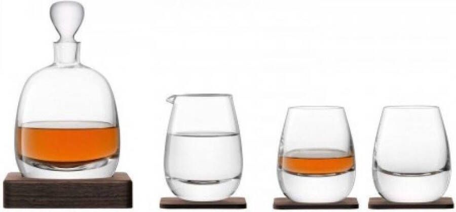 LSA International L.S.A. Whisky Islay Whiskyset Inclusief Houten Voet Set van 4 Stuks