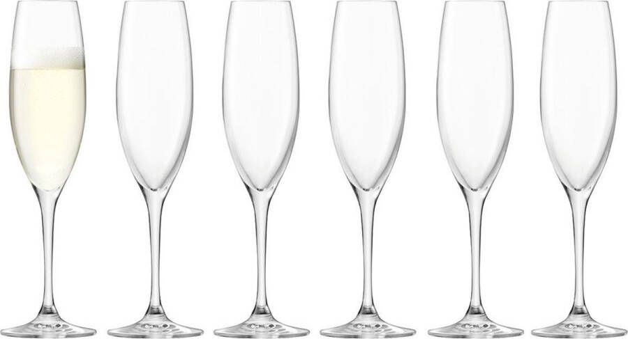 LSA International Uno Champagne Flute 225 ml Set van 6 Stuks