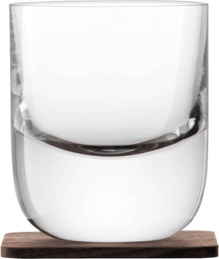 LSA International Whiskyglazen 2 L.S.A. Whisky Renfrew met walnoten onderzetter set van 2 70 ml