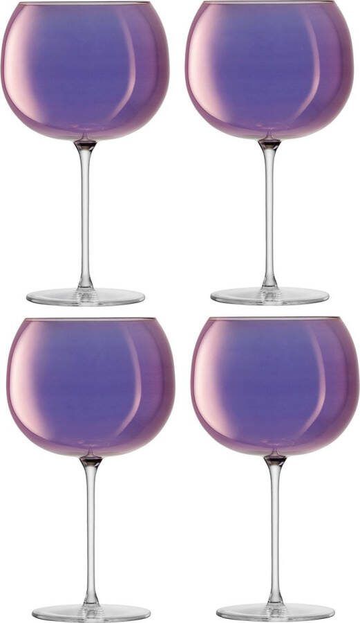 L.S.A. Aurora Balloon Glas 680 ml Set van 4 Stuks Glas Paars