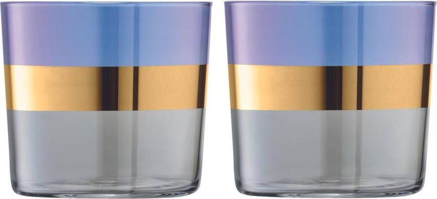 L.S.A. Bangle Waterglas 310 ml Set van 2 Stuks Metallic Blauw