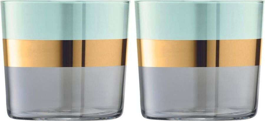 L.S.A. Bangle Waterglas 310 ml Set van 2 Stuks Metallic Groen