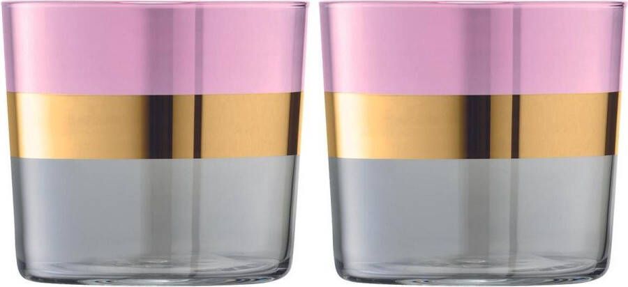 L.S.A. Bangle Waterglas 310 ml Set van 2 Stuks Metallic Pink