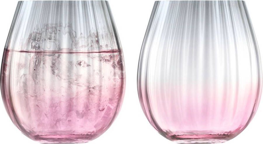 L.S.A. Dusk Tumbler Glas 425 ml Set van 2 Stuks Glas Roze