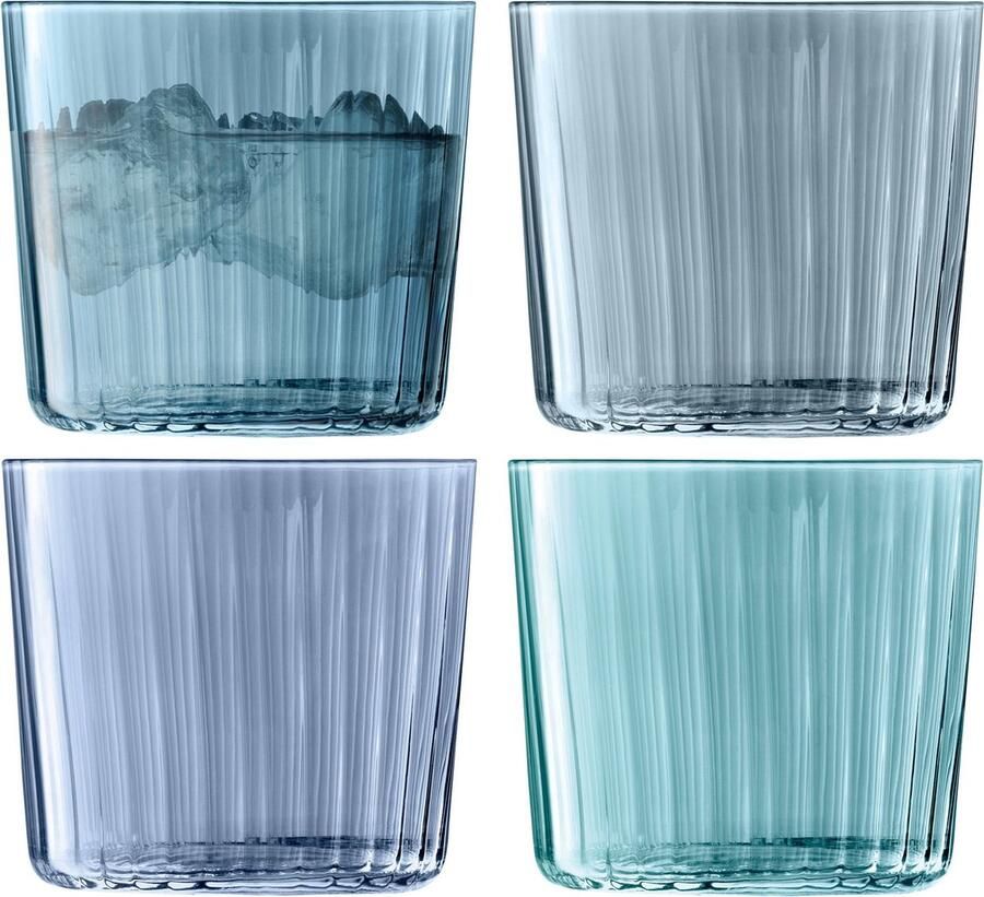 L.S.A. Gems Tumbler Glas 310 ml Set van 4 Stuks Assorti Porselein Transparant